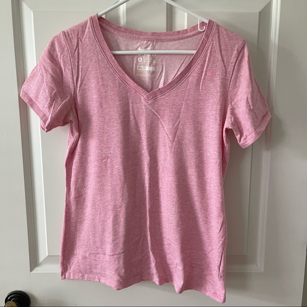Nike V-Neck Dri Fit Shirt, Medium, Light Pink